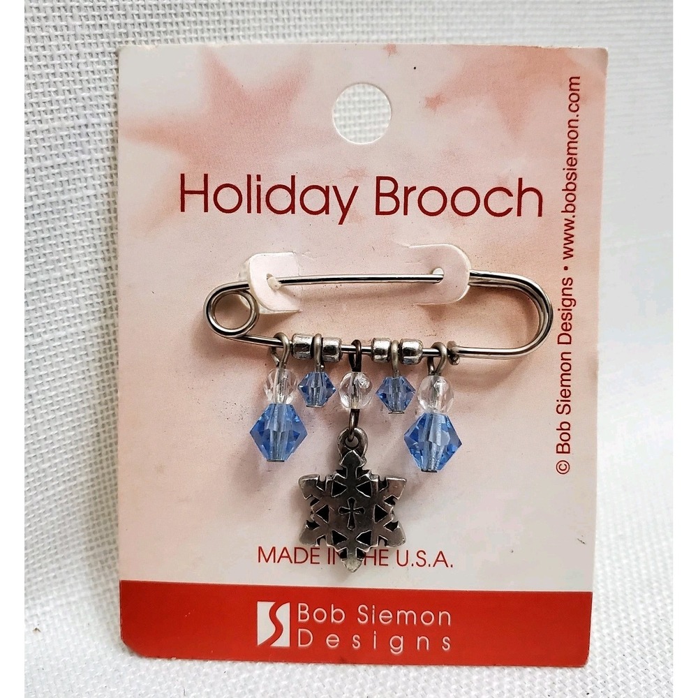 Bob Siemon ◇ Brooch Pin Winter Holiday Christmas Snowflake W/Cross ◇ Brand NEW